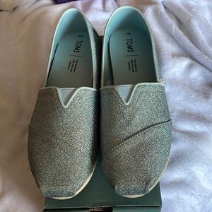Toms classic light blue glitter shoes